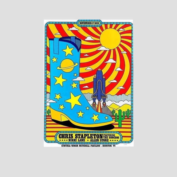 Music Poster CHRIS STAPLETON CONCERT POSTER Retro Style - Size 24''x36'' - Postora