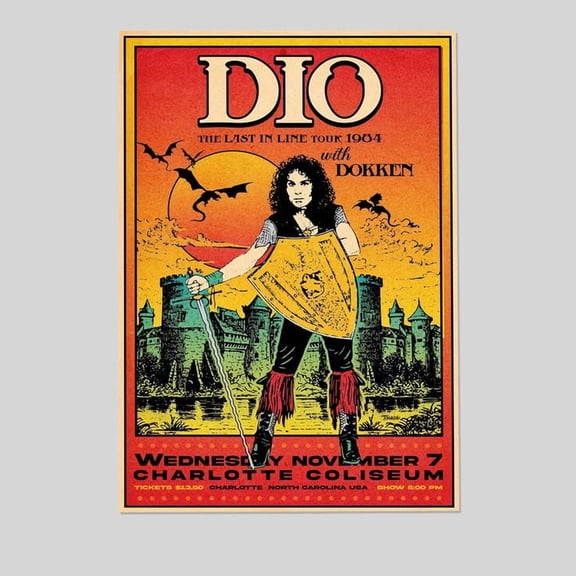 Music Poster - Dio 1984 Tour Poster -Retro Style - Size 24x36 - Postora