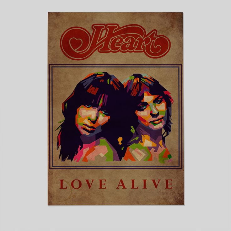 Music Poster- Heart Band Poster, One Sheet Wall Size 24''x36''-Gategoo ...