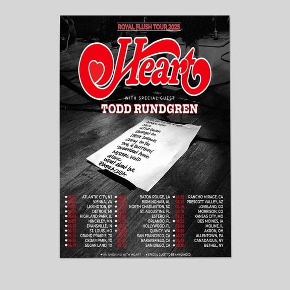 Music Poster- Heart The Band Tour May Poster - Vintage Style - Size 24x36 - Kiloa