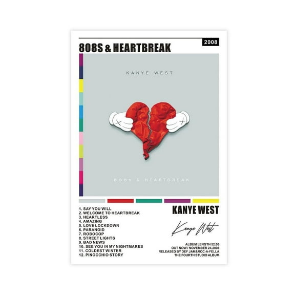 Music Poster Kanye Poster West 808s & Heartbreak Album Cover Canvas Poster Bedroom Decor Sports Landscape Office Room Decor Gift