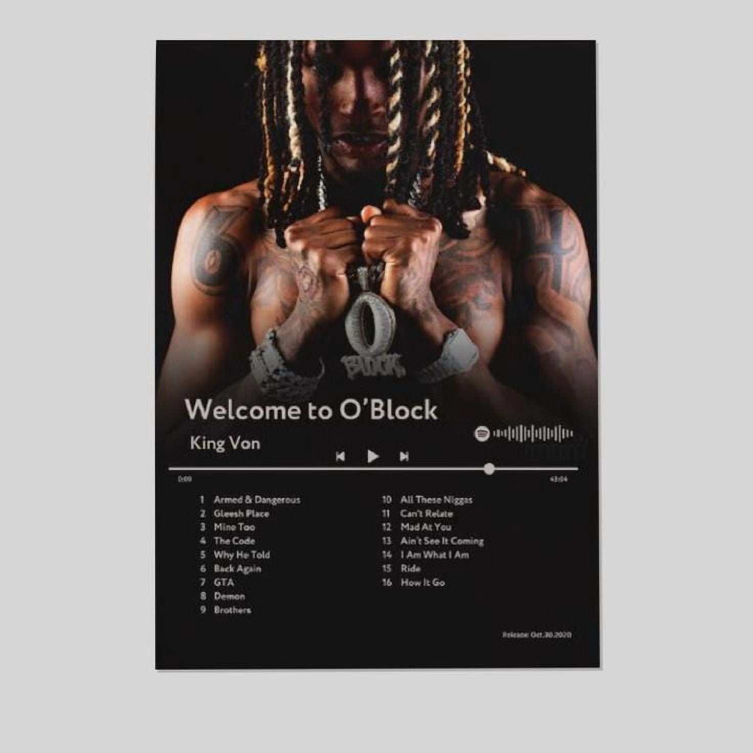 Music Poster- King Von Rapper Poster - Vintage Style - Size 24x36