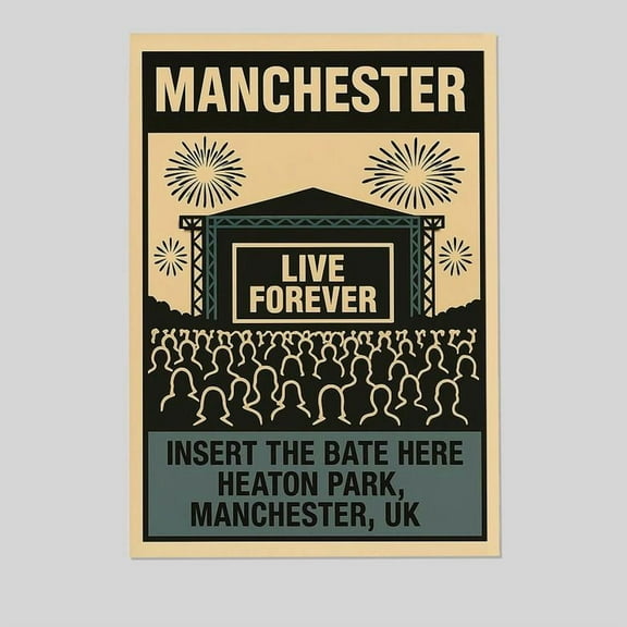 Music Poster- Oasis Heaton Park Concert 2025 Poster - Vintage Style - Size 24x36 - Postora