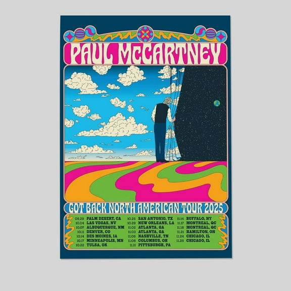 Music Poster- Paul McCartney Got Back Tour 2025 Poster One Sheet Wall Size 24''x36''-Gategoo