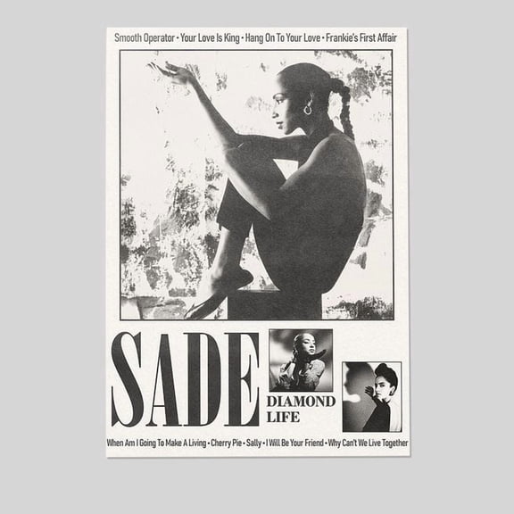 Music Poster -Sade Adu Diamond Life Album - Retro Style - Size 24x36 - Postora