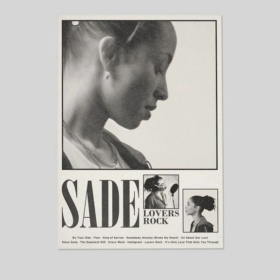 Music Poster -Sade Adu Lovers Rock Album - Retro Style - Size 24x36 - Postora