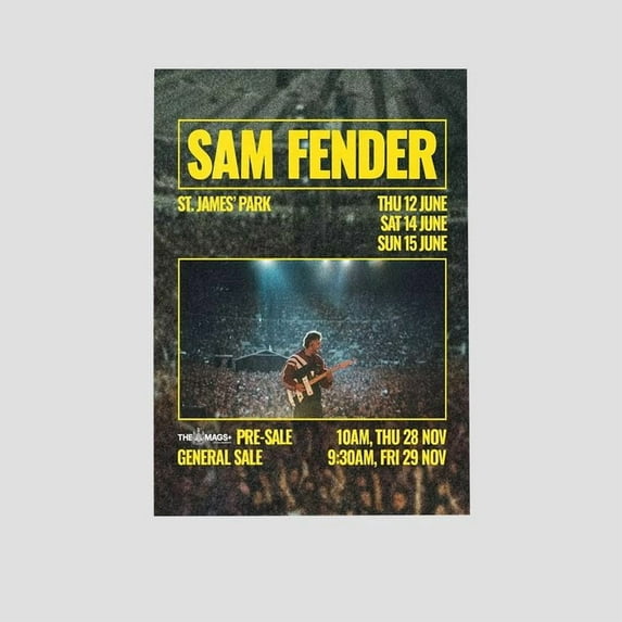 Music Poster- Sam Fender - live band music show 2025 TOUR Poster Retro Style - Size 24''x36'' - Postora