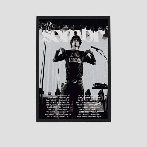 Music Poster - Sombr USA Tour - Vintage Style - Size 24x36 - Postora