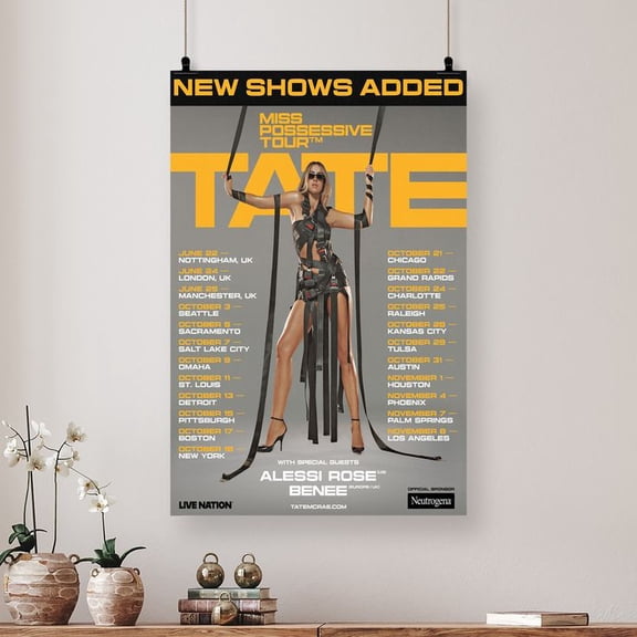 Music Poster Tate Mcrae THE MISS POSSESSIVE TOUR Retro Style - Size 24''x36'' - Kiloa