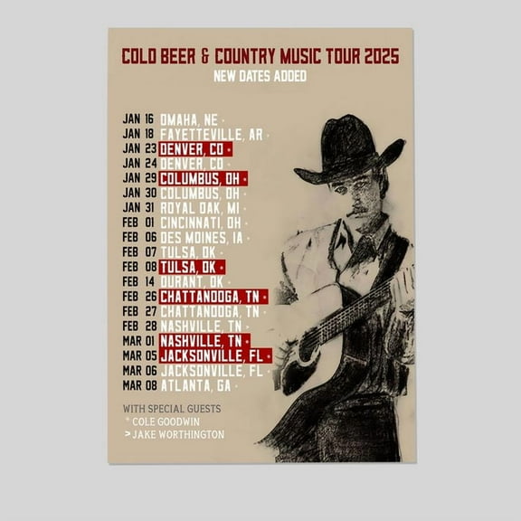 Music Poster- Zach Top - Tour 2025 Poster - Vintage Style - Size 24x36 - Postora