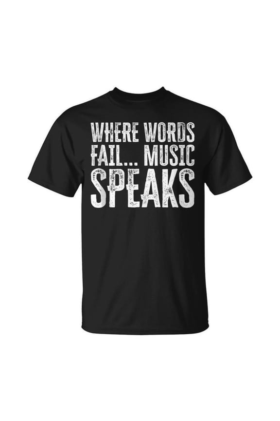 Music Quotes Communication Quotes Expression Graphic Cotton Tee Unisex Adult Casual Inspirational T-Shirt, Size S, Color Black