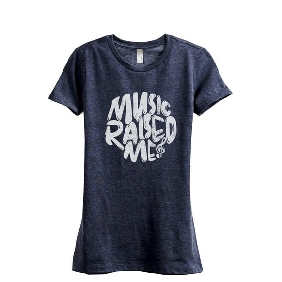 Music Raised Me Women's Fashion Relaxed T-Shirt Tee Heather Navy Medium