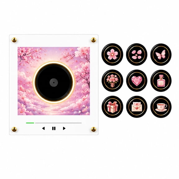 Music Refrigerator Magnets with NFC Records Player Set, Include 9 Programmable Retro Vinyl Records Refrigerator Magnets, 128M Music Player with Light for Fridge or Desktop, Unique Musical Gift