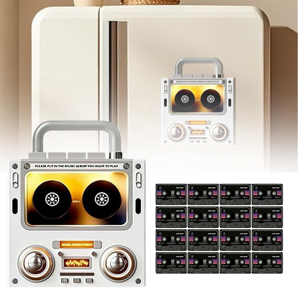 Programmable Magnets Music Refrigerator Magnets with Player Set, 10 Pcs Retro Record Fridge ...