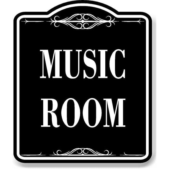 Music Room BLACK Aluminum Composite Sign, 8.5"x10"