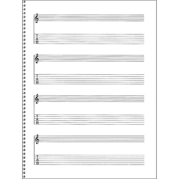 Music Sales Passantino Guitar Manuscript Paper Spiral pad #159 - 4 Staves, 64 Pgs, 9X12
