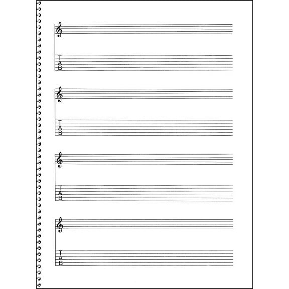Music Sales Passantino Guitar Manuscript Paper Spiral pad #159 - 4 Staves, 64 Pgs, 9X12