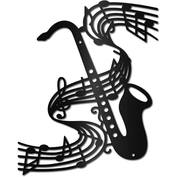 Music Sax Wall Art Metal Vintage Treble Clef Wall Decor Musical Instruments Hanging Sculpture for DIY