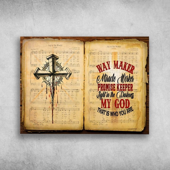 Music Sheet, Joy To The World, Way Maker Miracle Worker, Promise Keeper 11 x 17 Inch Poster