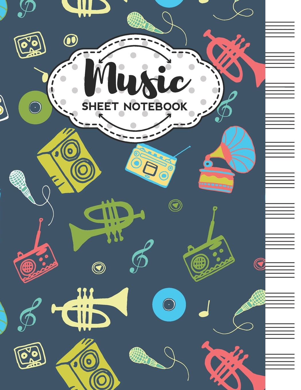 Music Sheet Notebook Blank Staff Manuscript Paper with Unique Retro