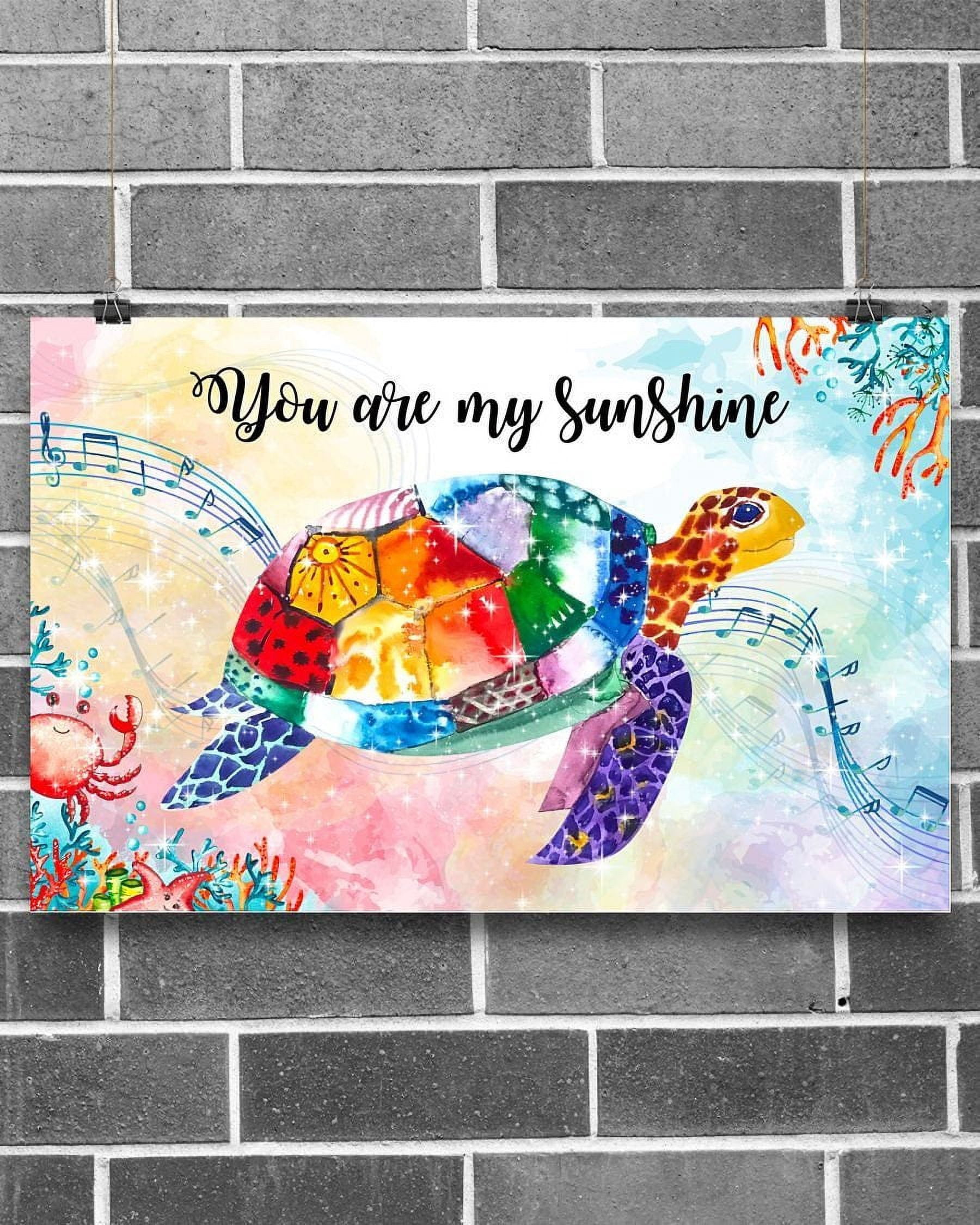 Turtle Music Note Music Sheet Sea Turtle You Are My Sunshine Canvas Poster ,Farmhouse ...
