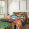 thumbnail image 1 of Ambesonne Colorful Fitted & Top Sheet Set with Shams, Jazz Equipment Music, Multicolor, 1 of 4