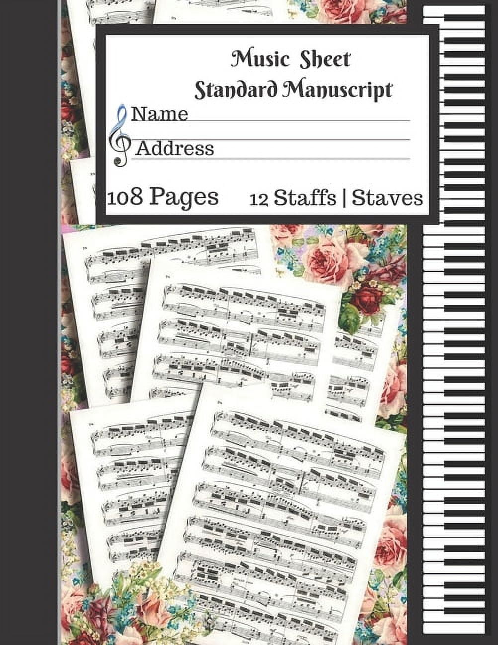 Music Sheet Standard Manuscript 108 Pages 12 Staffs Staves Gift