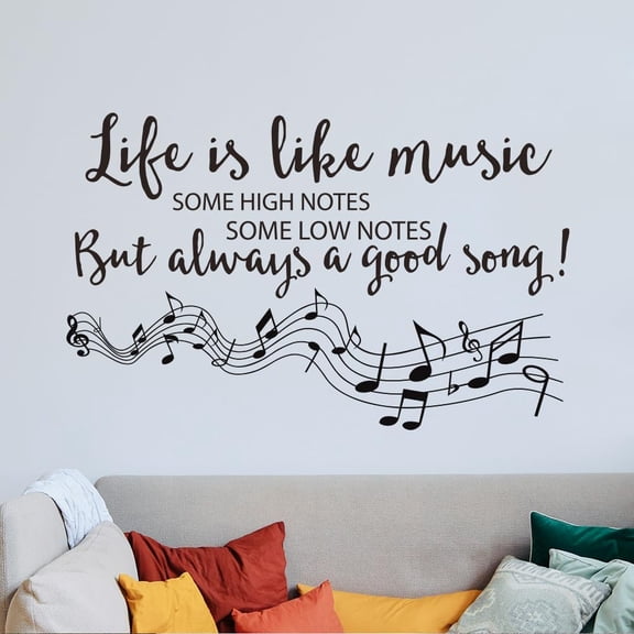 Music Sheet Wall Sticker Music Quotes Wall Decals Text Wallpaper Stickers Peel and Stick DIY Black Vinyl Art Decorations for Musical Room Classroom Nursery Living Room Decor