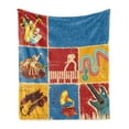 thumbnail image 1 of Music Soft Flannel Fleece Blanket, Retro Collage Illustration of Different Instruments Guitar Violin Jazz Pop Art Boho, Cozy Plush for Indoor and Outdoor Use, 60" x 80", Multicolor, by Ambesonne, 1 of 6