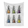 thumbnail image 1 of Music Soft Flannel Fleece Blanket, Sketchy Lines Colored Design Guitar Insrument Collage Teens Rocker Song Lovers Image, Cozy Plush for Indoor and Outdoor Use, 60" x 80", Multicolor, by Ambesonne, 1 of 6