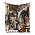 thumbnail image 1 of Music Soft Flannel Fleece Throw Blanket, Art Composition with Different Musical Instruments Stars Drinks in Abstract Style, Cozy Plush for Indoor and Outdoor Use, 60" x 80", Multicolor, by Ambesonne, 1 of 5