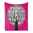 thumbnail image 1 of Music Soft Flannel Fleece Throw Blanket, Composition Tree Nature Harmony Rhythm Illustration, Cozy Plush for Indoor and Outdoor Use, 60" x 80", Hot Pink Black White, by Ambesonne, 1 of 6
