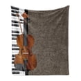 thumbnail image 1 of Music Soft Flannel Fleece Throw Blanket, Digitally Illustrated Piano and Violin Instruments Orchestra on Grunge Background, Cozy Plush for Indoor and Outdoor Use, 50" x 70", Multicolor, by Ambesonne, 1 of 5