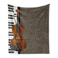 thumbnail image 1 of Music Soft Flannel Fleece Throw Blanket, Digitally Illustrated Piano and Violin Instruments Orchestra on Grunge Background, Cozy Plush for Indoor and Outdoor Use, 60" x 80", Multicolor, by Ambesonne, 1 of 5