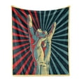 thumbnail image 1 of Music Soft Flannel Fleece Throw Blanket, Hand in Heavy Rocker Sign Musical Universal Gesturing Thunder Bolts Party People, Cozy Plush for Indoor and Outdoor Use, 70" x 90", Multicolor, by Ambesonne, 1 of 6