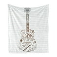 thumbnail image 1 of Music Soft Flannel Fleece Throw Blanket, Instruments Microphone Tambourine Volume Symbol Trumpet Notebook Print, Cozy Plush for Indoor and Outdoor Use, 50" x 60", White Chocolate, by Ambesonne, 1 of 5