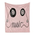 thumbnail image 1 of Music Soft Flannel Fleece Throw Blanket, Music Letters Written by Cassette Tape Loud Improvisation Beat Pulse Tempo Image, Cozy Plush for Indoor and Outdoor Use, 70" x 90", Pink Black, by Ambesonne, 1 of 5