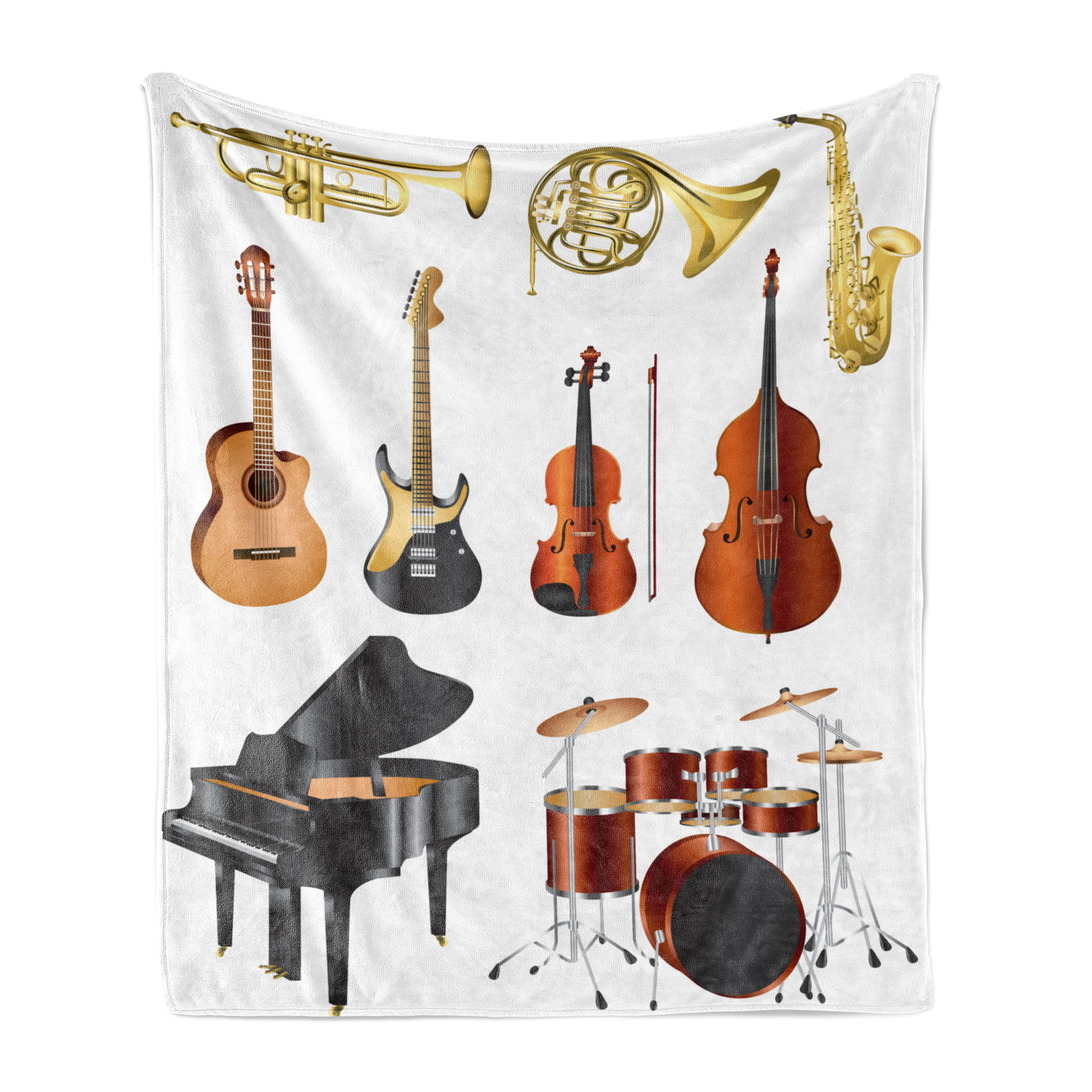 Thrown Instruments Music Soft Flannel Fleece Throw Blanket, Musical Instruments Symphony ...