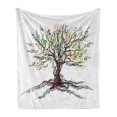 thumbnail image 1 of Music Soft Flannel Fleece Throw Blanket, Musical Tree Autumnal Clef Trunk Swirl Nature Illustration Leaves Creative Design, Cozy Plush for Indoor and Outdoor Use, 70" x 90", Multicolor, by Ambesonne, 1 of 5
