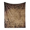 thumbnail image 1 of Music Soft Flannel Fleece Throw Blanket, Random Musical Notes on Wavy Staff with Woolly Looking Rustic Background, Cozy Plush for Indoor and Outdoor Use, 50" x 60", Yellow Black Brown, by Ambesonne, 1 of 5