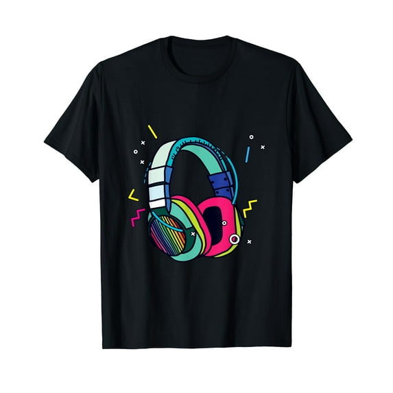 Music Sound Headphones DJ Funny Gift For Disk Jockey Black T-Shirt