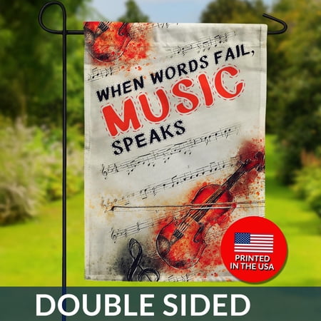 Music Speaks Violin Flag Double Sided Melodic Design