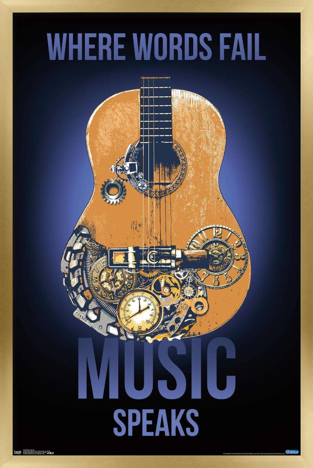 Music Speaks Wall Poster, 14.725" x 22.375", Framed