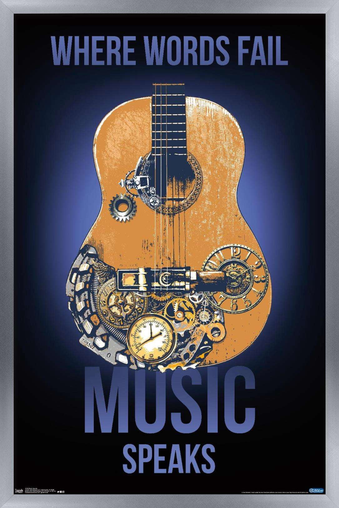 Music Speaks Wall Poster, 14.725" x 22.375", Framed