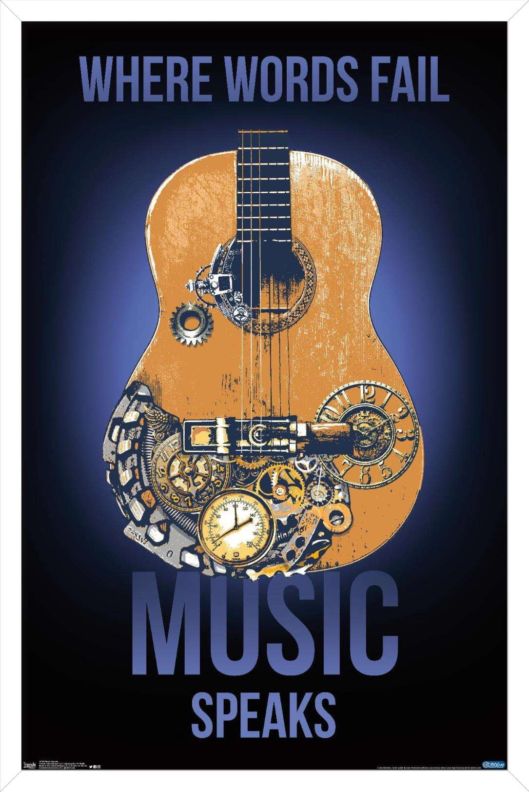 Music Speaks Wall Poster, 14.725" x 22.375", Framed