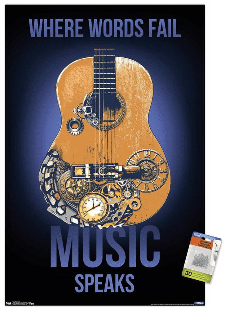 Music Speaks Wall Poster with Push Pins, 22.375" x 34"