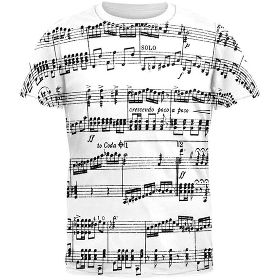 Music Staff All Over Adult T-Shirt - Medium