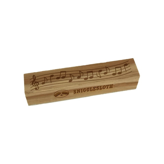 Music Staff with Notes Rectangle Rubber Stamp Stamping Scrapbooking Crafting - Small 2.50in