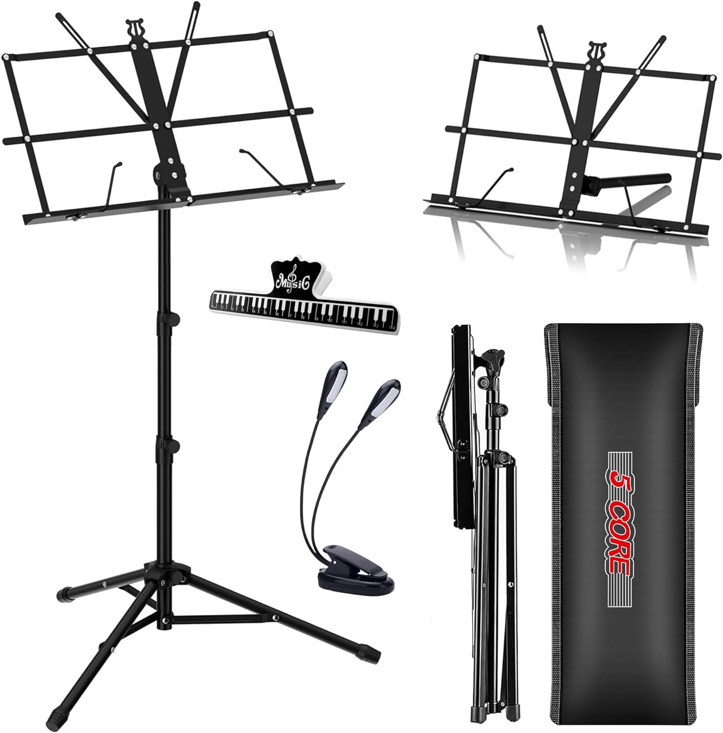 Music Stand, 2 In 1 DualUse Folding Sheet Music Stand & Desktop Book
