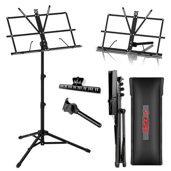 Music Stand For Sheet Music Professional Portable Adjustable Folding Music Note Holder Tripod Stands - BLK